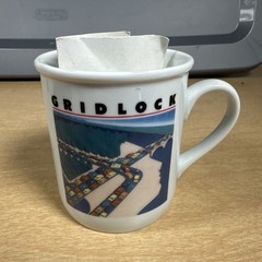 Vintage Drug Rep Gridlock Sinutab Pharmaceutical Promotional Mug W Letter
