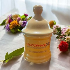 Vtg GLUCOPHAGE XR Pharmaceutical Advertisement Yellow Lidded Urn Apothecary Jar