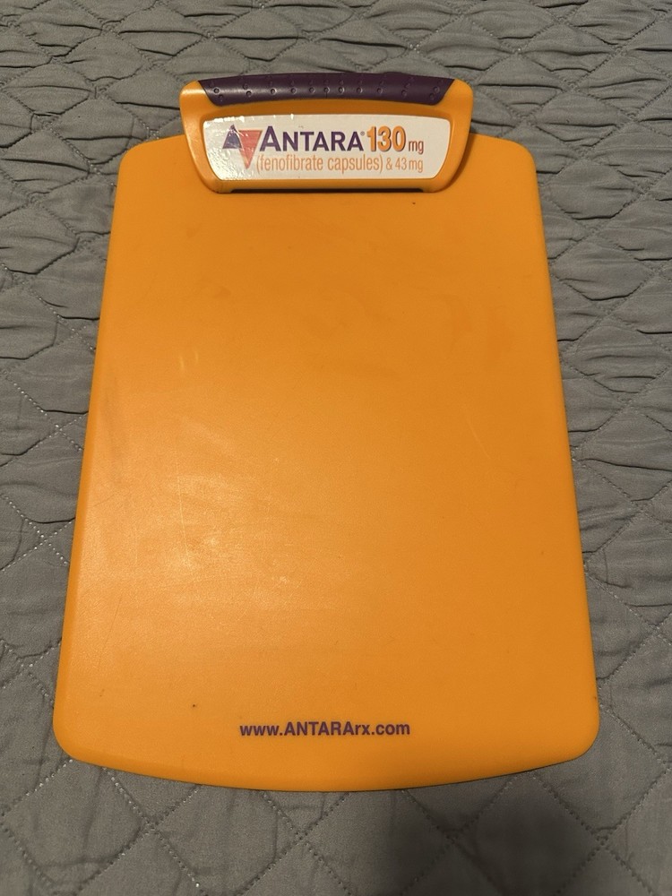 Antara Fenofibrate Drug Rep Pharmaceuticals Clipboard Orange Cholesterol