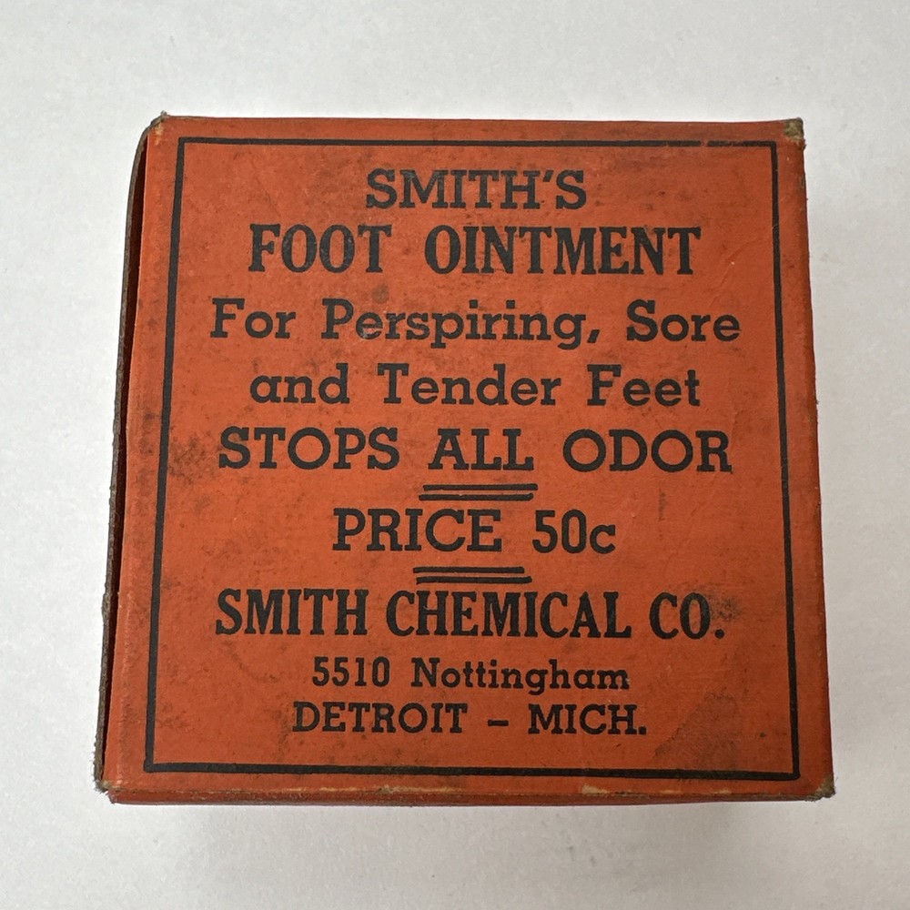 Vintage Smith’s Foot Ointment Detroit Michigan Empty Box Smith Chemical Co