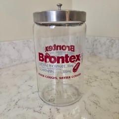 Pharmaceutical Advertising Glass Apothecary Jar Drug Rep Brontex Codeine Sched 3