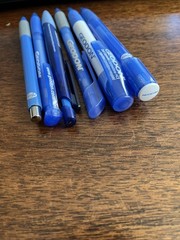 Lot of 6 Geodon Pfizer Medical Drug Rep Pharmaceutical Pens Blue White Gray Grip