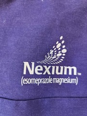 Vintage Nexium Drug Rep Advertising Collectible Scrub Top Purple Landau Large