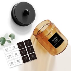 Amolliar Amber Glass Qtip Holder, Apothecary Jars with Black Metal Lid & Stic…