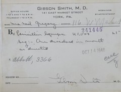 1946 2-sided Pharmacy Ledger Page – 20 vintage prescriptions – Sulfedex