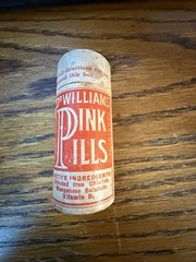 NOS Quack Medicine Wood container Dr Williams Pink Pille Tonix Schenectady NY