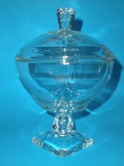 Antique Apothecary Jar Footed glass Candy Container Dish vtg