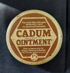 Old EMPTY Advertising Medicine Tin CADUM Ointment Omega Chemical Co New York
