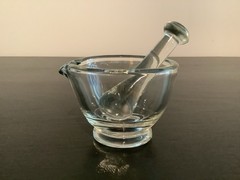 Mortar & Pestle Apothecary Laboratory Clear Glass Made In USA Vintage Pharmacist