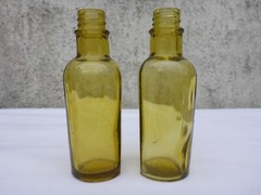 2 X Old Small Green Medicine Glass Pharmacy Bottle Approximately 9.7 Cm Green