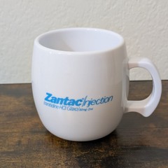 Zantac Injection Coffee Cup Glaxo Pharmaceutical Drug Advertising Plastic Mug