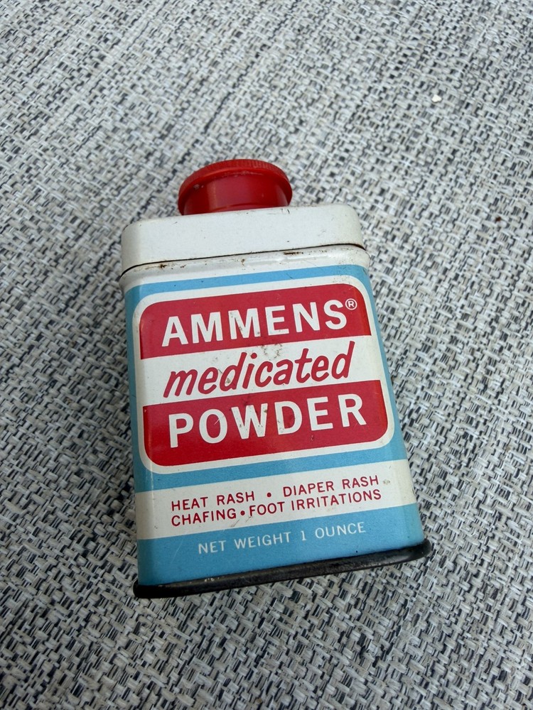 RARE vintage 1960s AMMENS Medicated Powder TIN can pharmaceutical GROVE LABS med