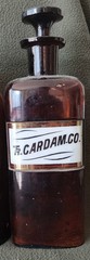 A LOT OF FOUR WT&CO AMBER PHARMACY BOTTLES! GLASS LABEL