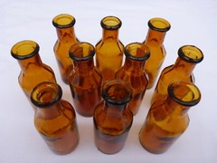 5 X Old Braune Medicine Glas Pharmacy Pharmacist Bottle 0.7oz Approx. 3in Braun