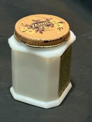 vintage Zanol Mentho Vapor Cream jar Milk Glass Good Condition 3” Tall With Lid