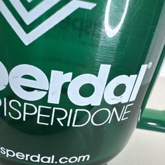 Risperdal Risperidone Drug Rep Hard Plastic Mug Green Coffee Cup VINTAGE EUC