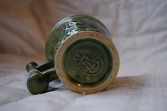 Vtg McCoy Art Pottery Galen Pharmacy Mortar & Pestle 4″ Mug Schering GREEN 51170