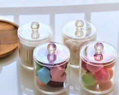 20-Ounce Qtip Holder Storage Canister Set of 2, Clear Plastic Apothecary Jar …