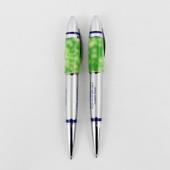 Lot of 2 Exubera Silver and Green Pharmaceutical Rep Pen Advertising