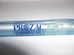 Prozac Weekly Fluoxetine Promotional Plastic Pen – Translucent Blue Rubber Grip