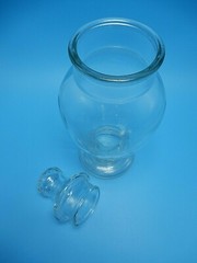 Vintage Apothecary Drug Store Footed Pedestal Jar & Lid Sand Art Display Storage