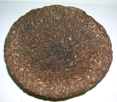 Mortar & Pestle Antique Hand Carved Stoneware 3 Legged 7″ wide Porous Primitive
