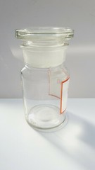 COFFEINUM, Vintage Glass Apothecary Pharmacy Clear Jar, 100 ml, with Cap