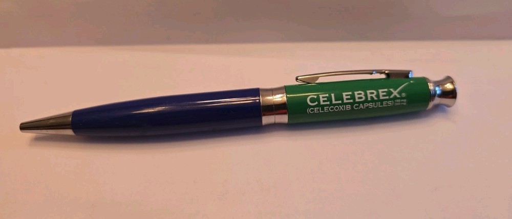 CELEBREX Pen Heavy Metal Pharmaceutical Rep Promo Blue Green Medical WRITES