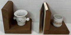 Pharmaceutical Vintage 1982 Lilly Mini Apothecary Bookends Darvocet-N 100 Wood