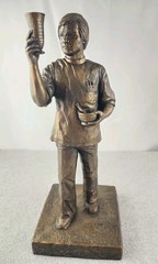 XL Bronze Apothecary Pharmacist Pharmacy Statue Trophy Award Figure Vtg