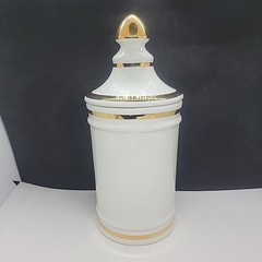 VINTAGE PHARMACY HIERA PICRA APOTHECARY CANISTER JAR WITH LID OWENS ILLINOIS