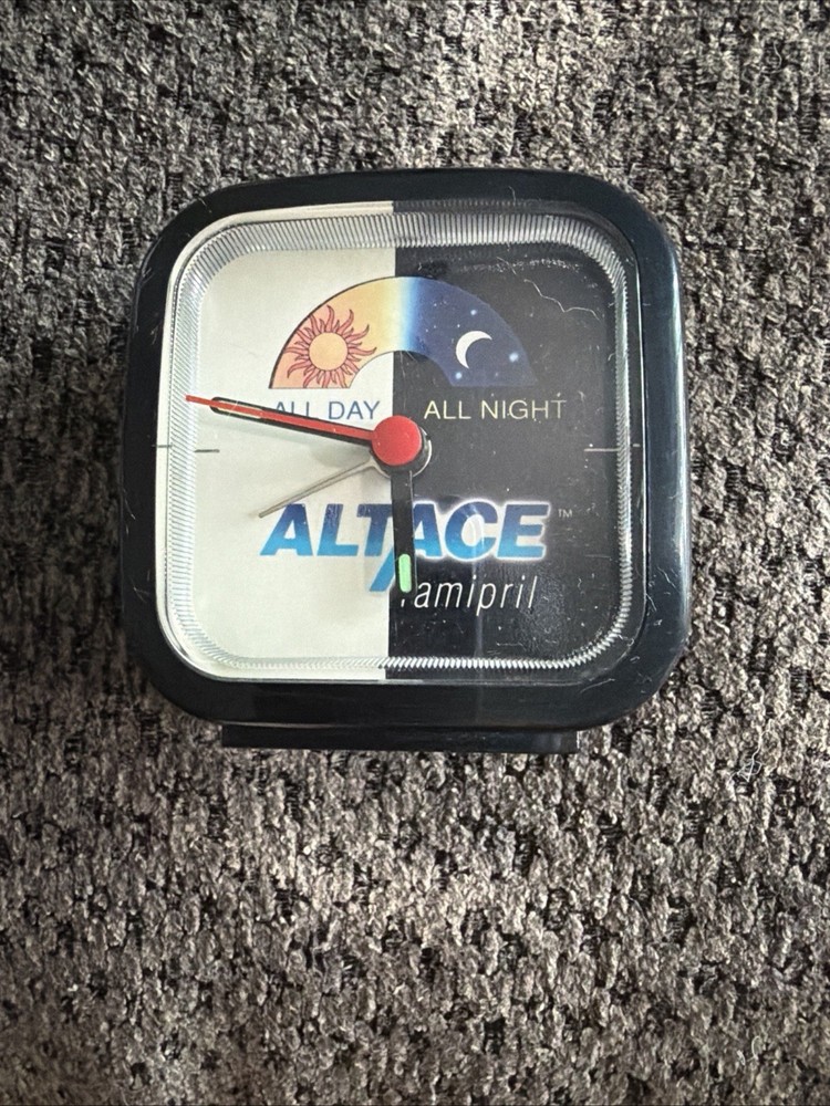 Altace Pharmaceutical Drug Advertising Promo Desk Travel Alarm Clock Vtg Works