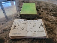 File box & 98 antique prescriptions (1907) – Opium, Ergot, Codeine & Anodyne