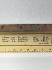 VINTAGE RITALIN CIBA 12″ METAL RULER! mm/METRIC CONVERSIONS! GOLD COLOR METAL!