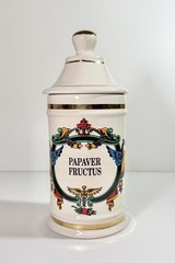 VTG PAPAVER FRUCTUS (Poppy Fruit) Apothecary Jar Pharma Craft Ceramic EUC