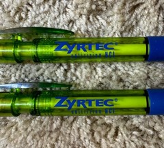 Drug Rep ZYRTEC Collectible Plastic Pens – Blue And Lime Green