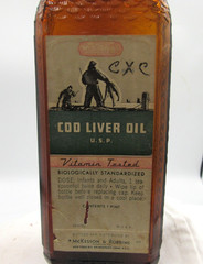 1930’s McKesson & Robbins New York Cod Liver Oil FISH 9″ Amber Medicine bottle
