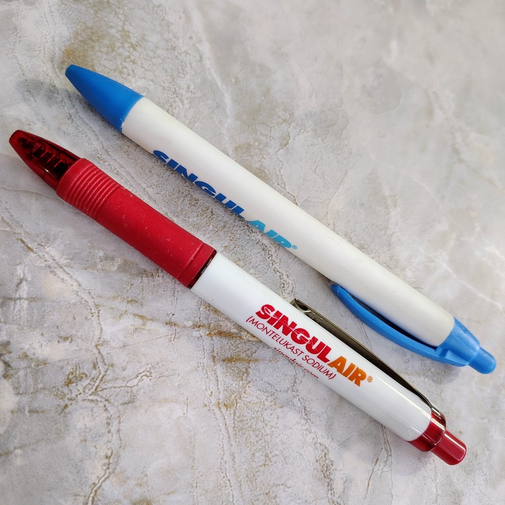 2 Singulair Pharmaceutical Drug Rep Advertising Promo Pens Bic Papermate Lot