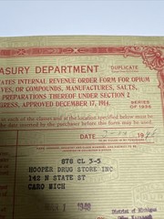 1930s-40s IRS Order Form For Opium/Coca Leaves Book Michigan Oddity