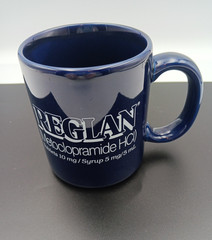 Reglan Pharmaceutical Coffee Cup Mug Drug Rep Advertising Blue White 10oz