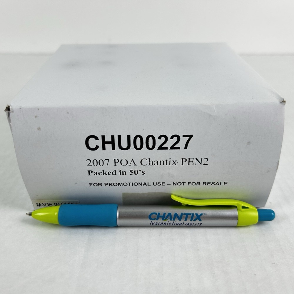 CHANTIX Box of 50 Writing Pens NEW Promotional Neon Colors Doctor Office Display