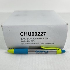 CHANTIX Box of 50 Writing Pens NEW Promotional Neon Colors Doctor Office Display