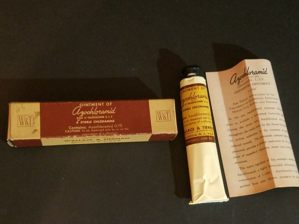 Vintage Wallace & Tiernan „Ointment of Azochloramid“ Tube With Box Drug Pharma