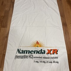 NAMENDA Pharmaceutical Drug Representative Promo 56” X 35” Cotton Back Towel EUC
