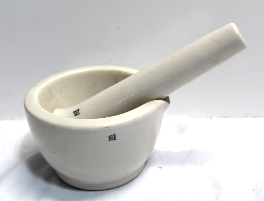 Vintage Large White Coors USA Porcelain Mortar Pestle Set 520-2