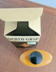 Vintage NOS Dentu-Grip 2.5oz tin with original Box by Block Drug Co.