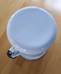 Vintage Enamelware Pitcher White Black Medical Measuring Cup 2000 cc 64 Oz. L@@K