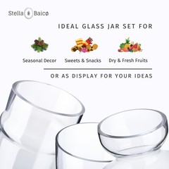 3-Pack Glass Apothecary Jars with Lids – Decorative Candy Storage Containe
