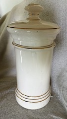 VINTAGE APOTHECARY MEDICINE PHARMACY DRUGSTORE JAR “BLAIR POTTERY” Oleum Myrcae