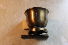 Vintage Bronze Mortar & Pestle Apothecary Chemist Pharmacy Dr. John Morgan